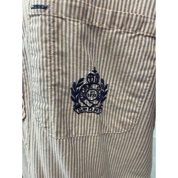 Shore Club Mens Pale Pink Blue Stripes Button Down Shirt Size M Short Sleeve - Picture 4 of 12
